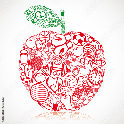 Vector: Fitness apple Fitness apple