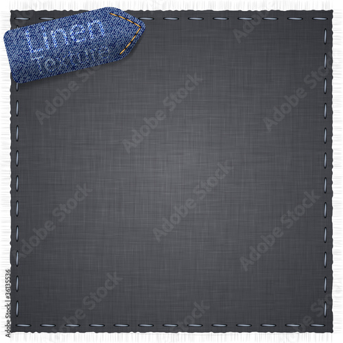 Vector: Linen texture with jeans label. Linen texture with jeans label.