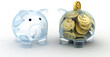 Two glass pig