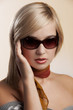 blond lady portrait with sunglasses