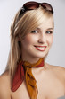blond smiling girl portrait with sunglasses