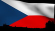 Prague skyline with rippling Czech Flag animation Prague skyline with rippling Czech Flag animation