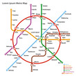 Fictional metro map. Vector illustration. Fictional metro map. Vector illustration.