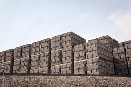Photo: Pallets of concrete blocks Pallets of concrete blocks
