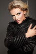 Closeup beautiful blonde woman portrait, rock style Closeup beautiful blonde woman portrait, rock style