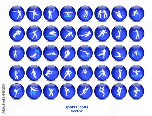 Vector: Illuminated pushbuttons with icons of sport, vector Illuminated pushbuttons with icons of sport, vector