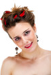 Foto: Happy young woman isolated Happy young woman isolated