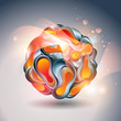 Abstract ball from transforming forms on gray background. Vector