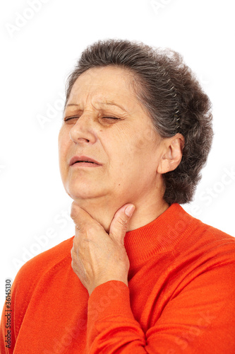 Photo: Old woman with laryngitis Old woman with laryngitis