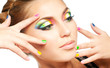Woman face with rainbow makeup Woman face with rainbow makeup