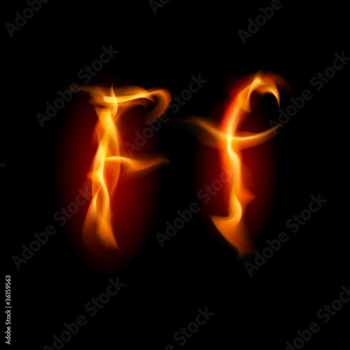 Fiery font Letter F