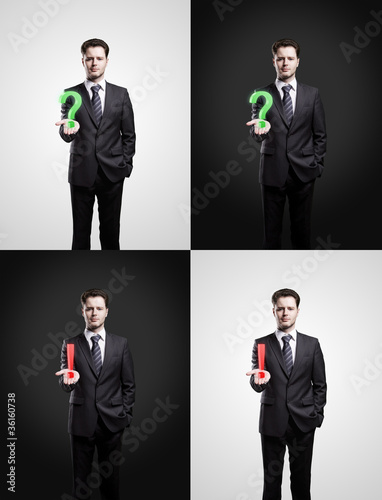 Photo: Set of mans with a question and exclamation marks Set of mans with a question and exclamation marks