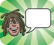 Dreadlocks face with speech bubble