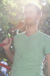 Photo: Man carrying a sports bicycle on his shoulders, Paris, Ile-de-France, France Man carrying a sports bicycle on his shoulders, Paris, Ile-de-France, France