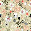 floral pattern with birds