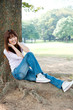 attractive asian woman in the park