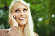 Happy Beautiful Blonde Girl On Cell Phone