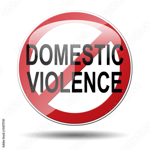 Illustration: Señal prohibido DOMESTIC VIOLENCE Señal prohibido DOMESTIC VIOLENCE
