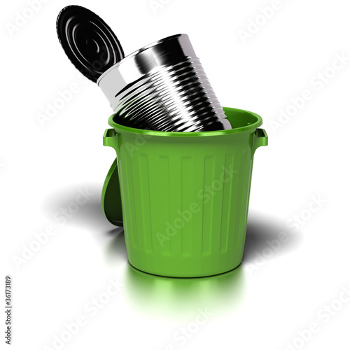 Illustration: big steel can inside a green trash can big steel can inside a green trash can