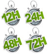 12H, 24H, 48H, 72H sticker over a gray stopwatch