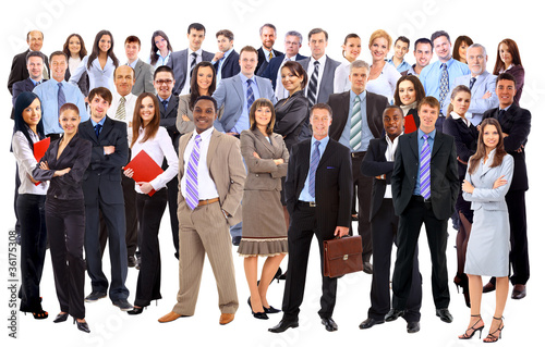 Photo: Group of business people. Isolated over white Group of business people. Isolated over white