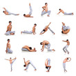 set of Man making yoga