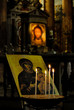 icon of mother of god with baby jesus christ and burning candle icon of mother of god with baby jesus christ and burning candle