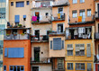 facades of residential buildings in the Jewish quarter Girona, S facades of residential buildings in the Jewish quarter Girona, S