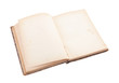 Open old blank book with clipping path