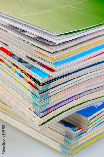 Photo: Stack of magazines closeup Stack of magazines closeup