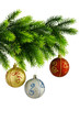 Christmas concept with baubles on white