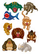 cartoon angry animal icons cartoon angry animal icons