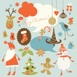 Christmas background, collection of icons Christmas background, collection of icons