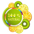 Slice of orange, kiwi, and lemon with percentage quality Slice of orange, kiwi, and lemon with percentage quality
