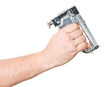 hand with staple gun