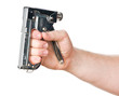 hand with staple gun