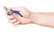 hand with small blue plier