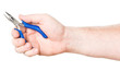 hand with small blue plier