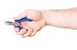 hand with small blue plier
