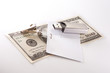 Money, badge and USB flash drive