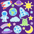 Set of cute vector colorful outer space stickers