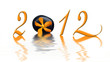 2012, galet noir et orchidée orange 2012, galet noir et orchidée orange