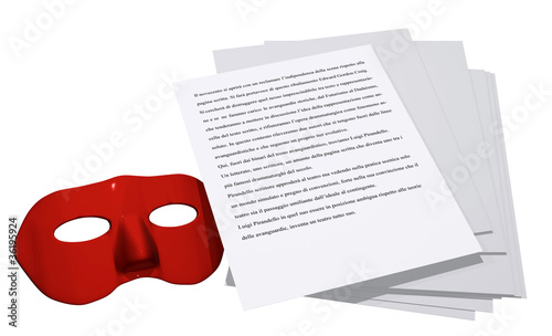 Illustration: pagina scritta con maschera pagina scritta con maschera