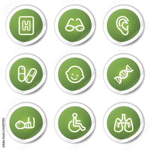 Vector: Medicine web icons set 2, green stickers Medicine web icons set 2, green stickers