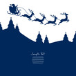 Christmas Sleigh Flying Blue Background