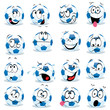 cartoon soccer ball with many expressions