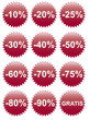 Rabatt Button 10 - 90%, Gratis