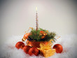 Photo: Christmas orange spheres and silver candles Christmas orange spheres and silver candles