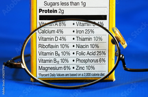 Photo: Nutrition facts from a box of food concepts of eat healthy Nutrition facts from a box of food concepts of eat healthy