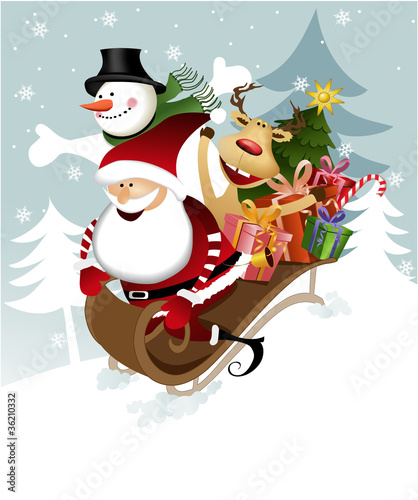 Vector: Santa Claus with friends Santa Claus with friends